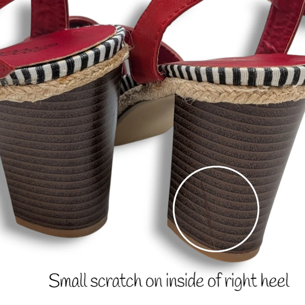 Sociology Women's Block-Heel Strappy Sandals Red Size 8.5 - Picture 10 of 13